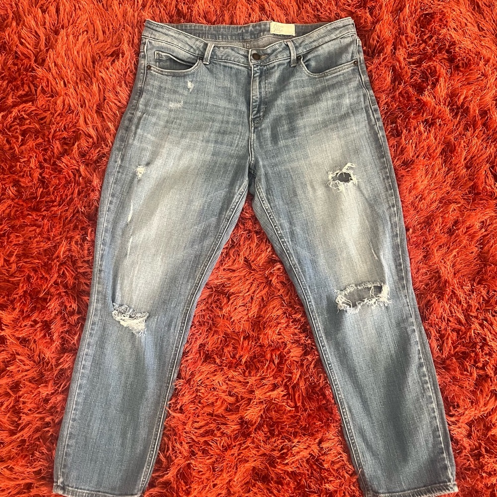 Cosmic Blue Love Distressed Blue Jeans Size 33